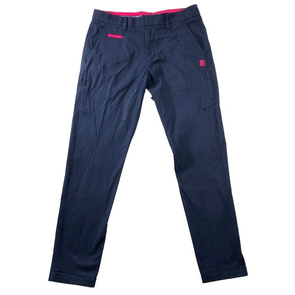 Pearly Gates Pants Men's Size 5 Navy Blue Pink Golf Performance Straight (33x29)